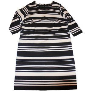 Dress Jersey Stretchy Black-White Stripe 3/4 sleeve NEW